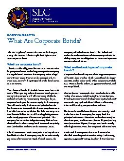INVESTOR BULLETIN What Are Corporate Bonds The SECs Office of Investor Education and Advocacy