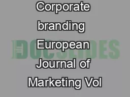 Corporate branding  European Journal of Marketing Vol
