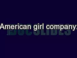 American girl company: