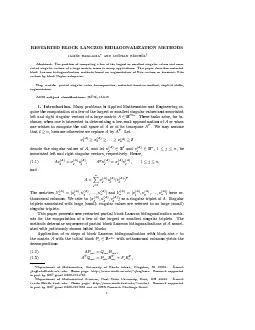 RESTARTEDBLOCKLANCZOSBIDIAGONALIZATIONMETHODSJAMESBAGLAMAANDLOTHARREI