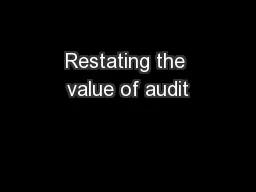 Restating the value of audit