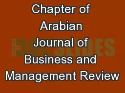 Kuwait Chapter of Arabian Journal of Business and Management Review