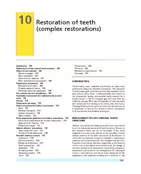 Introduction105Replacement of lost coronal tooth structure105Choice of