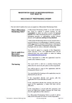 Fact Sheet 39 - Misconduct restraining order as at 28 January 2009 Pag