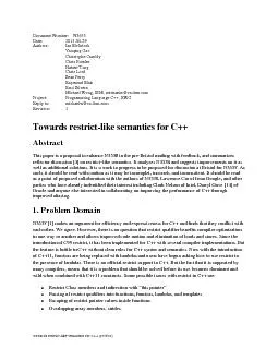 Towards restrictlike semantics for C++ 3635Document Number:    Date:Au