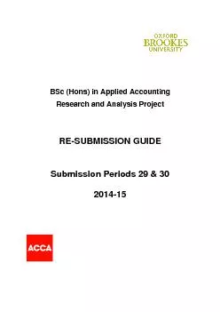 BSc (Hons) in Applied Accounting Research and Analysis ProjectRE-SUBMI