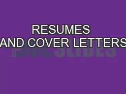 RESUMES AND COVER LETTERS