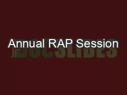 Annual RAP Session