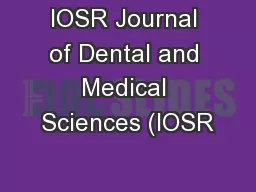IOSR Journal of Dental and Medical Sciences (IOSR