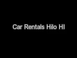 Car Rentals Hilo HI