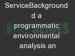 US Forest ServiceBackground d a programmatic environmental analysis an