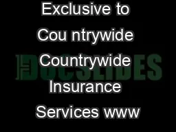 MortgageCare Exclusive to Cou ntrywide Countrywide Insurance Services www