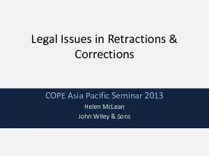 Legal Issues in Retractions &