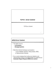TCP III -Error ControlTCP Error Control