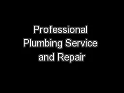 Professional Plumbing Service and Repair