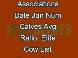 Canadian Angus Associations Date Jan Num Calves Avg Ratio  Elite Cow List Owner Cows Name