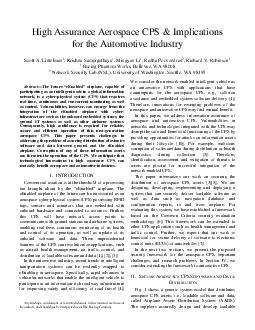 High Assurance Aerospace CPS  Implications for the Automotive Industry Scott A