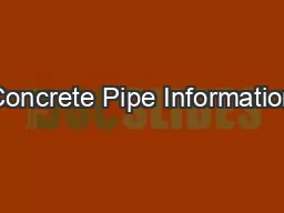 Concrete Pipe Information