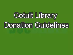 Cotuit Library Donation Guidelines