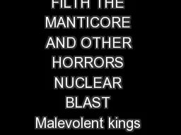 CRADLE OF FILTH THE MANTICORE AND OTHER HORRORS NUCLEAR BLAST Malevolent kings of British