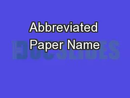 Abbreviated Paper Name