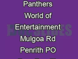 Penrith Valley Visitor I nformation Centre Carpark Panthers World of Entertainment Mulgoa
