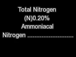Total Nitrogen (N)0.20% Ammoniacal Nitrogen ..........................