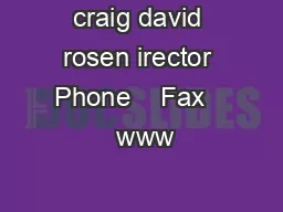 craig david rosen irector Phone    Fax    www
