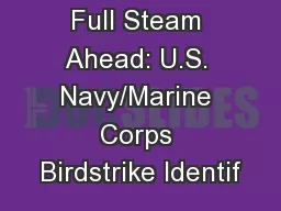 Full Steam Ahead: U.S. Navy/Marine Corps Birdstrike Identif
