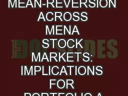 MEAN-REVERSION ACROSS MENA STOCK MARKETS: IMPLICATIONS FOR PORTFOLIO A