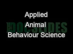  Applied Animal Behaviour Science