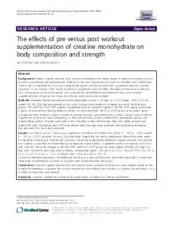RESEARCH ARTICLE Open Access The effects of pre versus post workout supplementation of