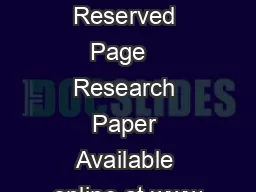 IJARCSSE All Rights Reserved Page   Research Paper Available online at www