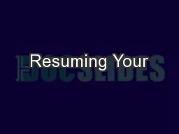 Resuming Your