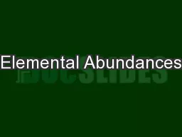 Elemental Abundances
