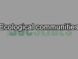 Ecological communities