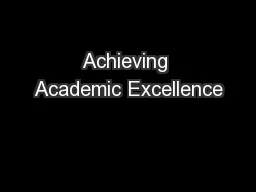 Achieving Academic Excellence