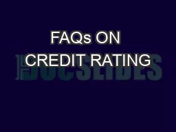 FAQs ON CREDIT RATING