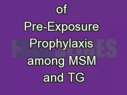 Acceptability of Pre-Exposure Prophylaxis among MSM and TG