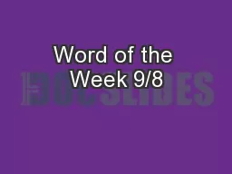 Word of the Week 9/8
