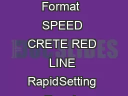 Vertical Repair SPEED RETE ED INE Master Format  SPEED CRETE RED LINE RapidSetting Repair