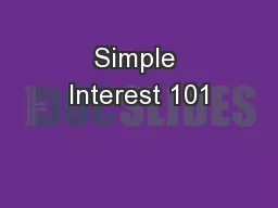 Simple Interest 101