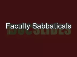 Faculty Sabbaticals