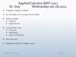 Applied Calculus (MAT 121)