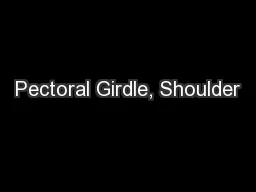 Pectoral Girdle, Shoulder
