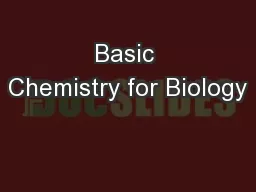 Basic Chemistry for Biology