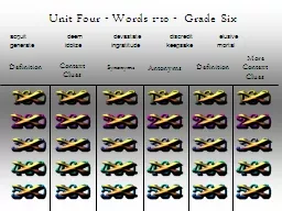 Unit Four - Words 1-10 -  Grade Six
