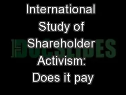 An International Study of Shareholder Activism: Does it pay