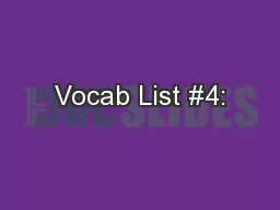 Vocab List #4: