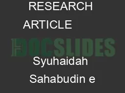 RESEARCH ARTICLE                                 Syuhaidah Sahabudin e